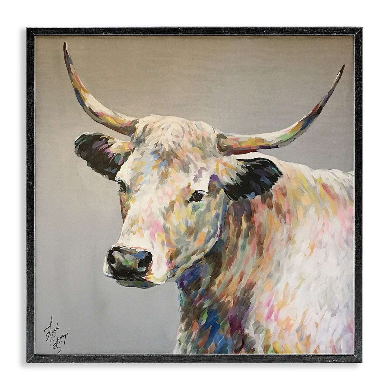 Stupell Industries Raymond White Cow Painting Framed Giclee By Linda Sperruzzi